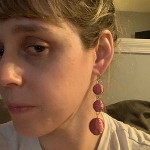 Bauble Bar mauve/metallic 3 ball earrings